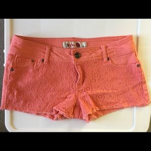 Coral Lace Jean Shorts